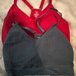 Ryka Ribbed Sports Bra Set - green and burgundy.  Size small.